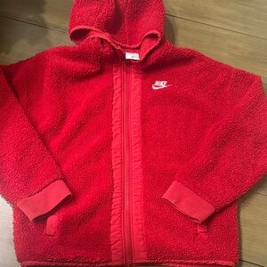 Nike Vibrant Red Fleece Jacket size medium kids